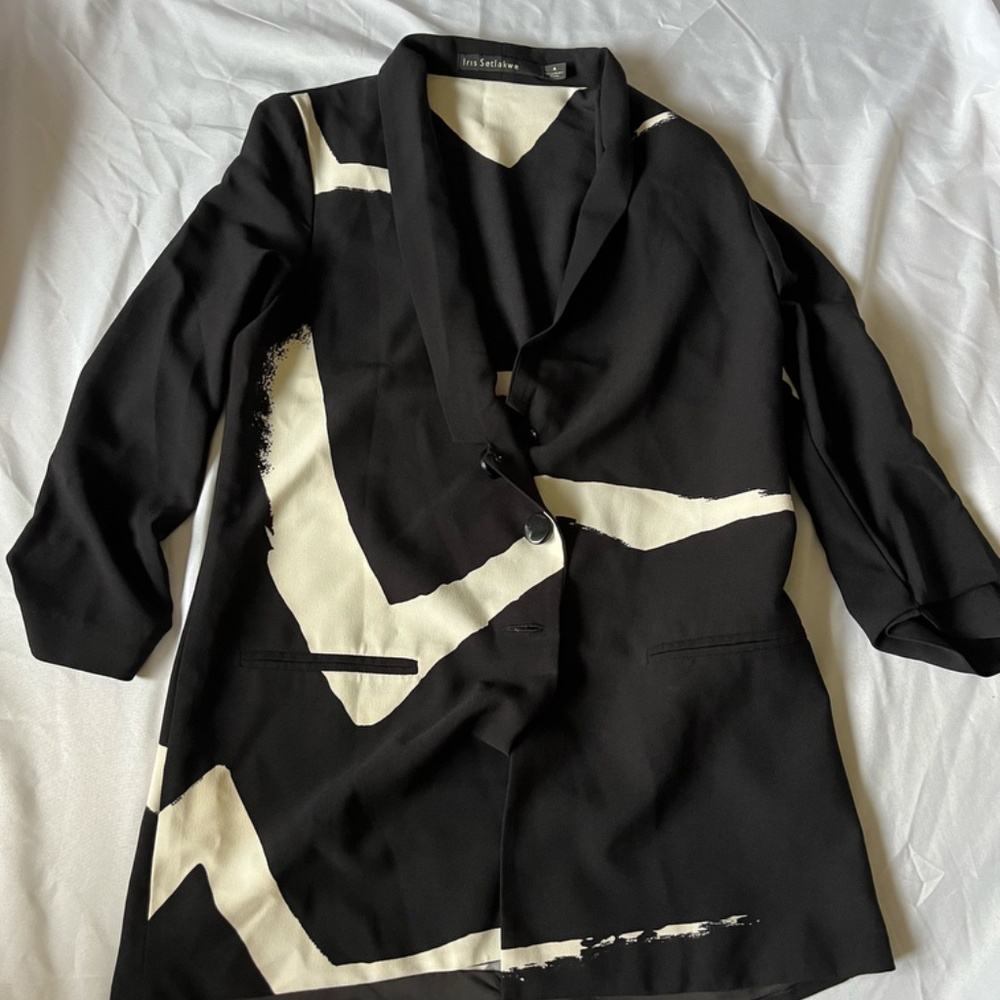 Iris Setlakwe Black and White Abstract Blazer Size 4